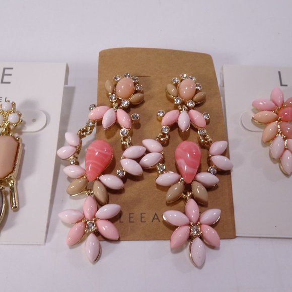 Lee Angel Pretty in PInk Watery Cabochon Cut Out Statement Earrings NWT 98 - Picture 5 of 7